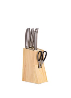British Chef 6-Piece Stainless Steel Kitchen Tool Set: Sharpening Stick, Slicer, Multi-Purpose Knife, Fruit Knife, Kitchen Scissors, and Storage Base  - Image 1