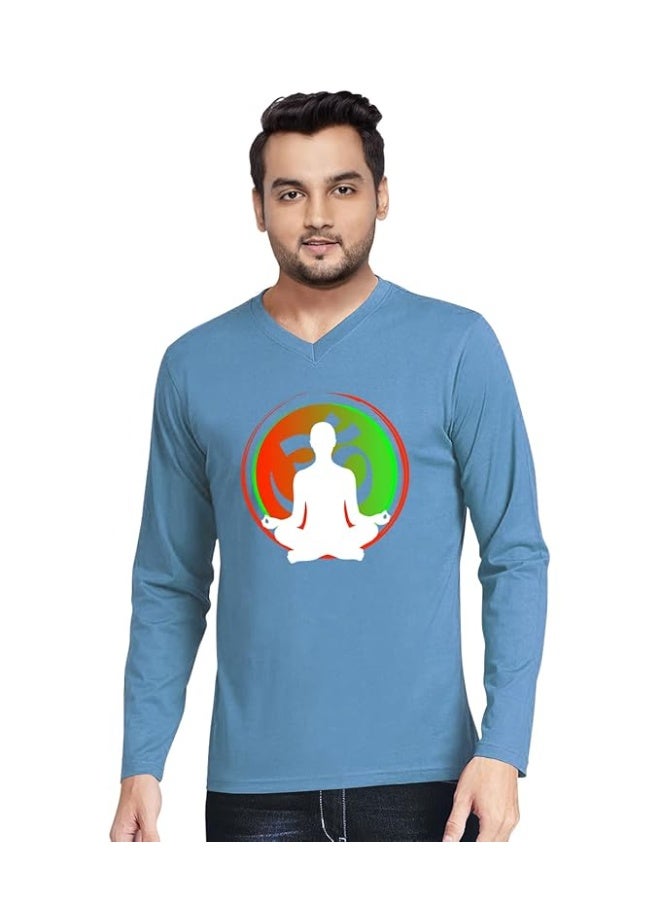 OPLU Store Men's Regular Fit Cotton Printed Tshirt,  Blue, M - Image 1