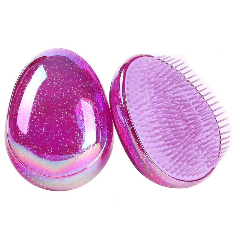 Hair Brush Detangling Brush Portable Travel Glitter Egg Shape Anti Static Knots Air Cushion Massage Detangler Brush for Adults Kids Curly Long Thick Dry Wet Frizzy Damaged Hair