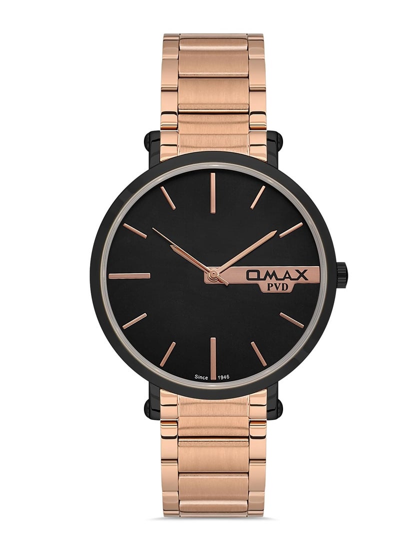 OMAX - Omax Men's Luxury Rose Gold Luxury Wristwatch, Watches for Men, Stainless Watches, Silver Steel Band, Analog Dial, Waterproof Watch, 1 Year Warranty - Image 1