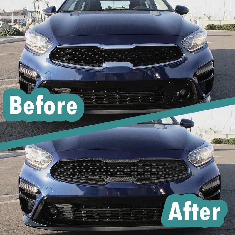 MOFANS Front Upper Central Grille Cover Molding Trim for Kia Forte 2019-2021 - Carbon Fiber Style - Image 3