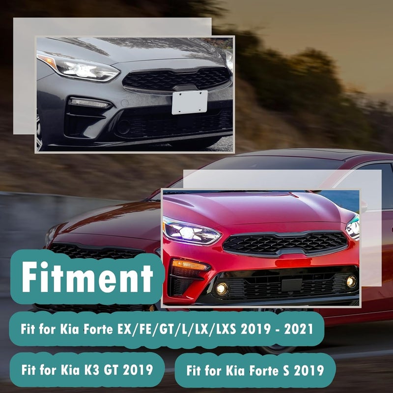MOFANS Front Upper Central Grille Cover Molding Trim for Kia Forte 2019-2021 - Carbon Fiber Style - Image 2