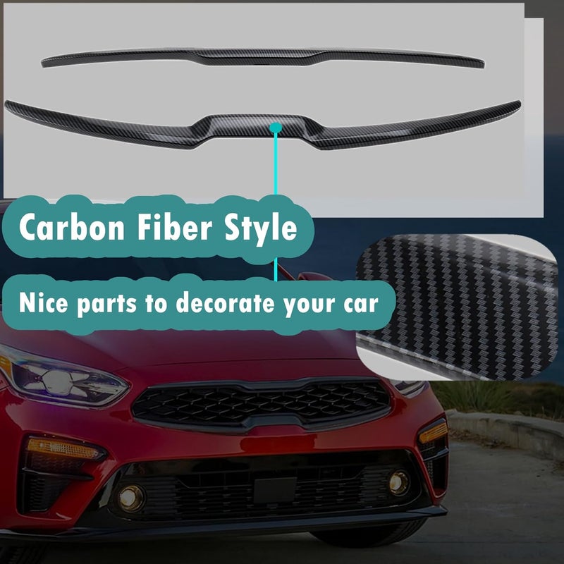 MOFANS Front Upper Central Grille Cover Molding Trim for Kia Forte 2019-2021 - Carbon Fiber Style - Image 4