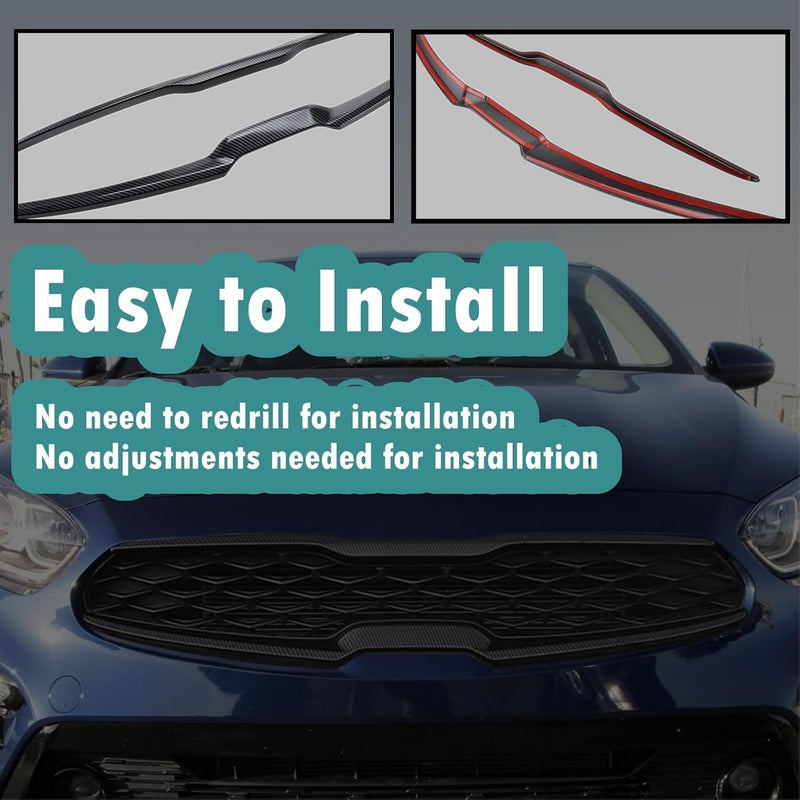MOFANS Front Upper Central Grille Cover Molding Trim for Kia Forte 2019-2021 - Carbon Fiber Style - Image 5