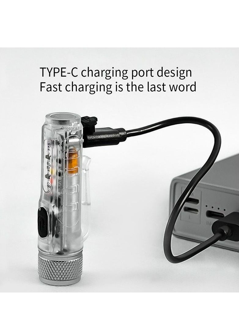 LUSTER - Rechargeable LED Flashlight 4 Lighting Modes Keychain Hanging Flashlight colorless - Image 1