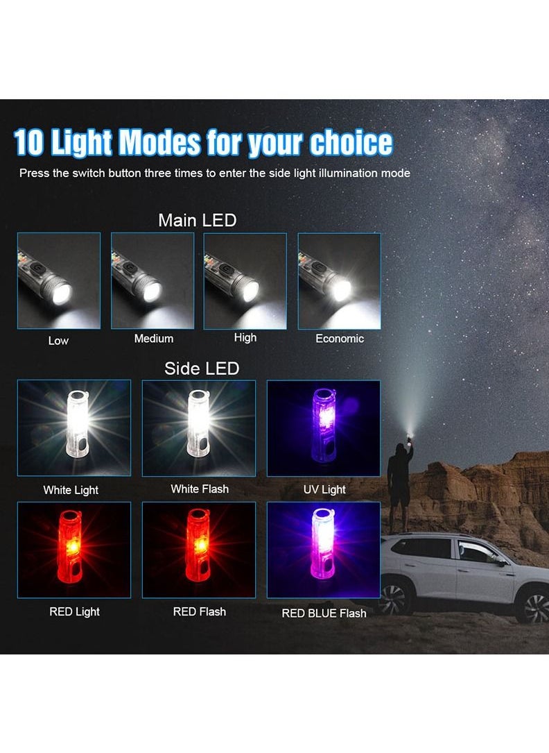 LUSTER - Rechargeable LED Flashlight 4 Lighting Modes Keychain Hanging Flashlight colorless - Image 1