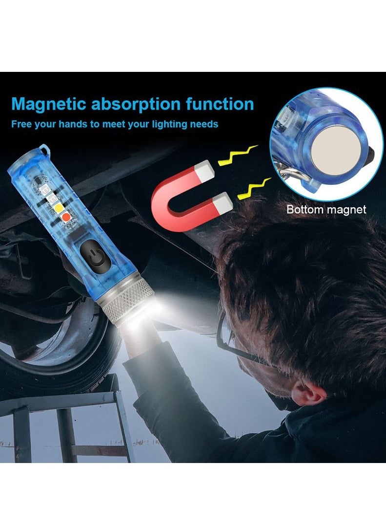 LUSTER - Rechargeable LED Flashlight 4 Lighting Modes Keychain Hanging Flashlight colorless - Image 1