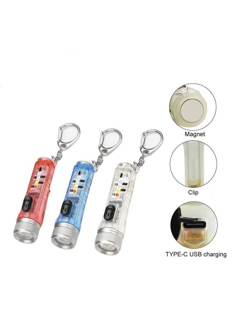 LUSTER - Rechargeable LED Flashlight 4 Lighting Modes Keychain Hanging Flashlight colorless - Image 1
