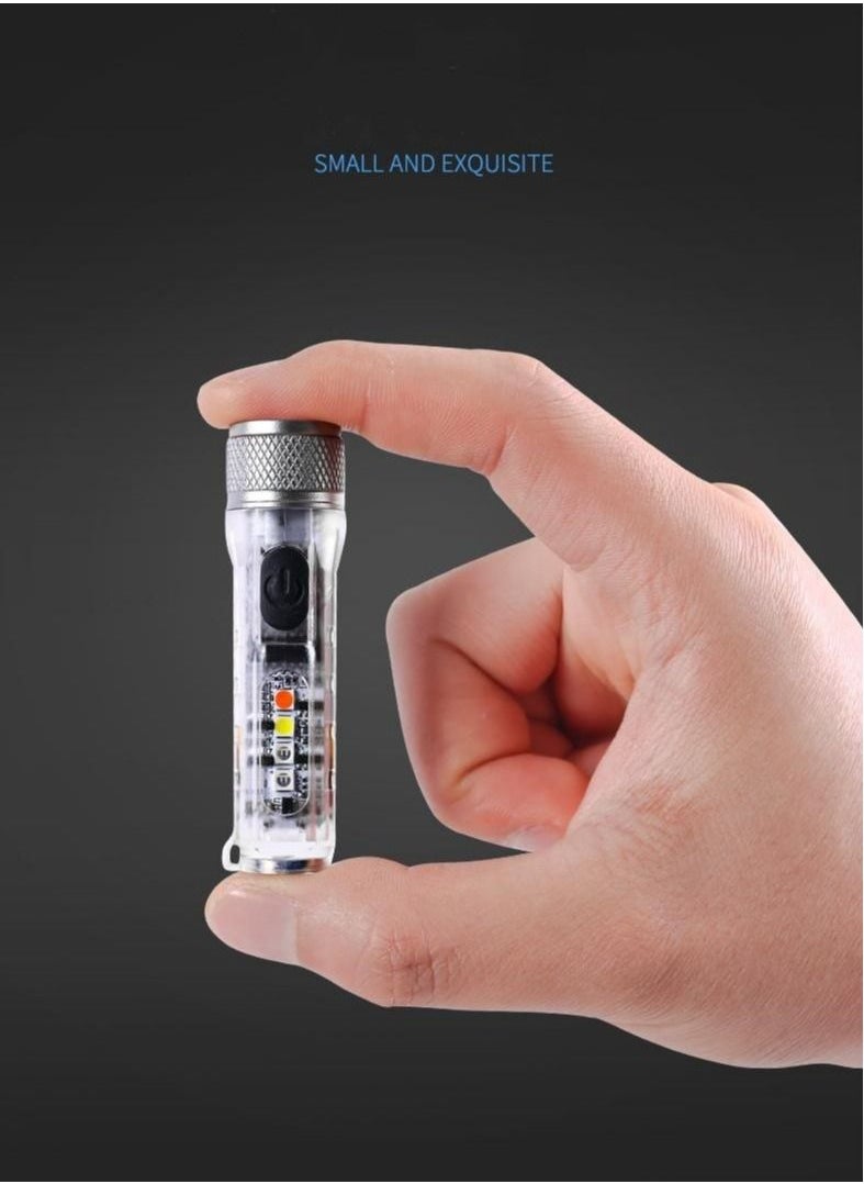 LUSTER - Rechargeable LED Flashlight 4 Lighting Modes Keychain Hanging Flashlight colorless - Image 1