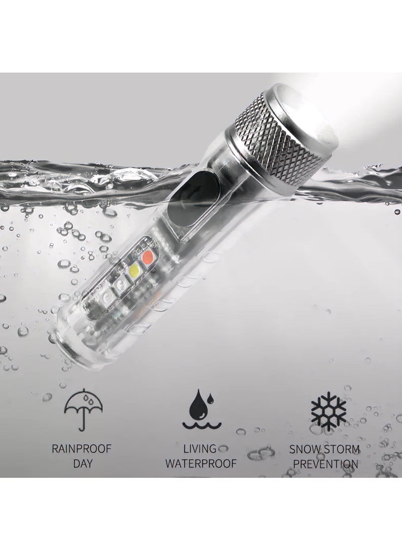 LUSTER - Rechargeable LED Flashlight 4 Lighting Modes Keychain Hanging Flashlight colorless - Image 1