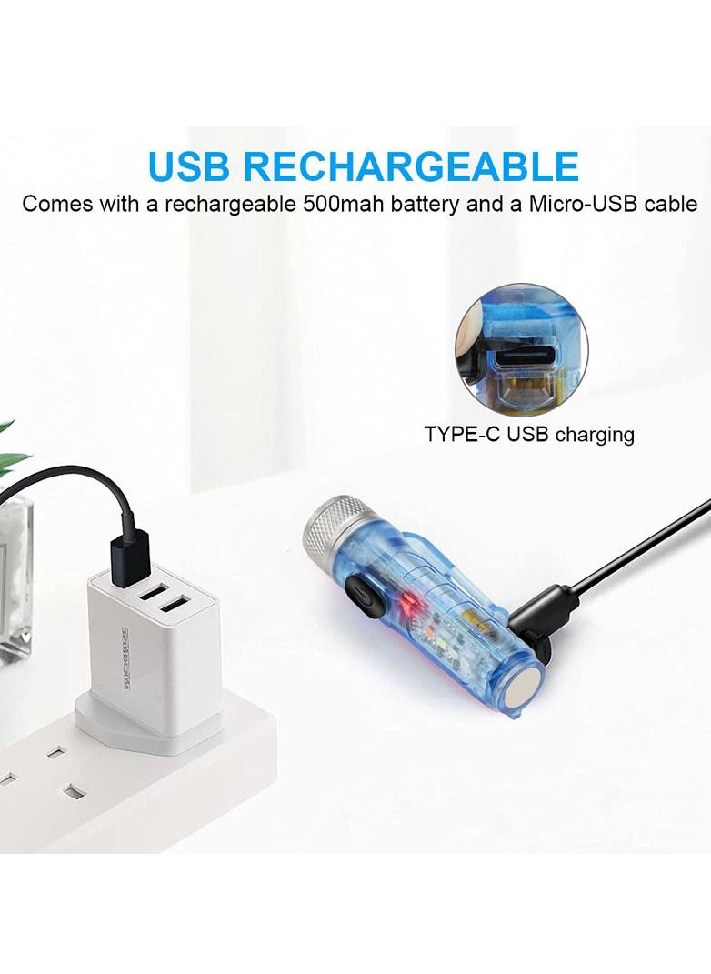 LUSTER - Rechargeable LED Flashlight 4 Lighting Modes Keychain Hanging Flashlight colorless - Image 1