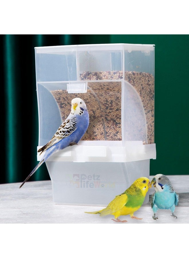 VAYINATO Petzlifeworld Anti Spill White Cage Fitting Plastic Feeder for Birds 500Ml, Medium - Image 1