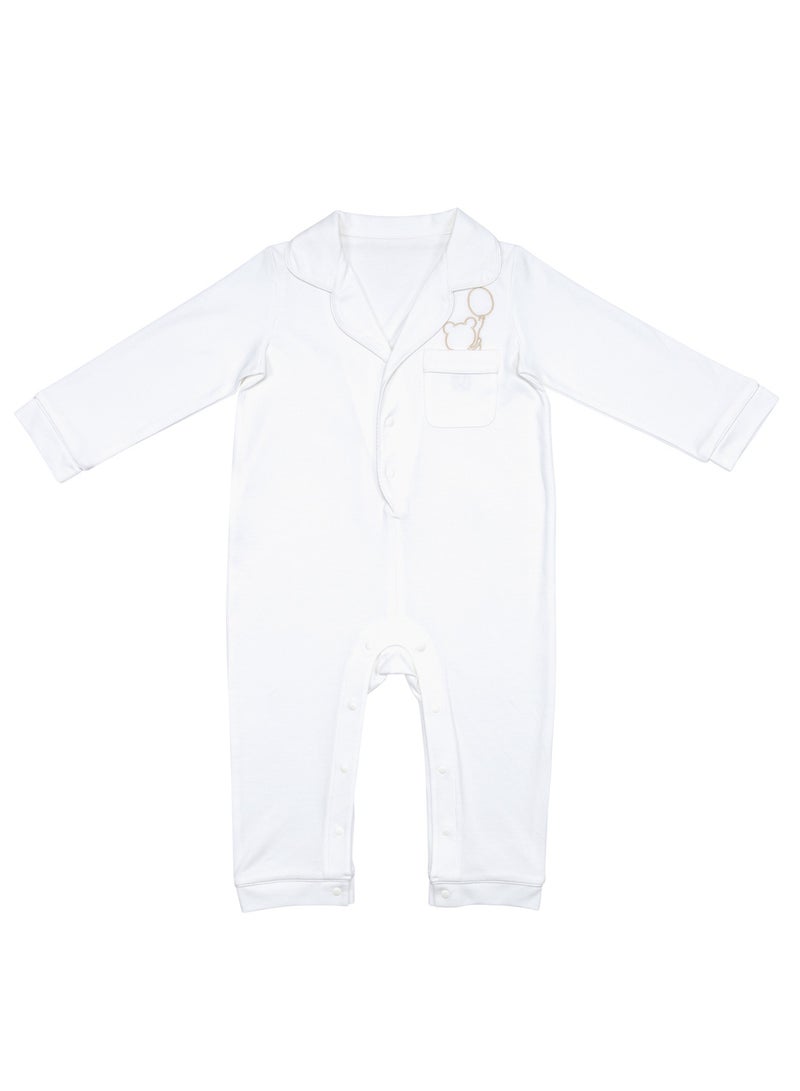 100% Organic Cotton Infant Baby Unisex Long Sleeve Lapel Collar Baby Romper Outfit  - Image 2