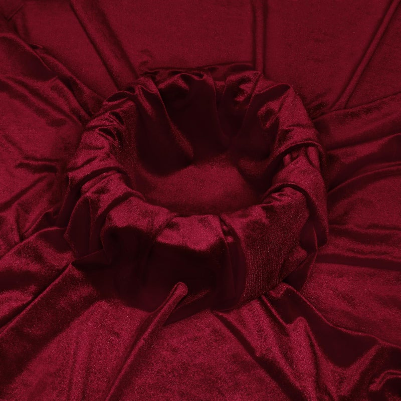 KKJIAF Burgundy Stretch Velvet Fabric 60 Inch Wide, 1 Yard Soft Stretchy Fabric for Sewing Clothes, Apparel, Costume, Crafts - 90% Polyester 10% Spandex - Image 2