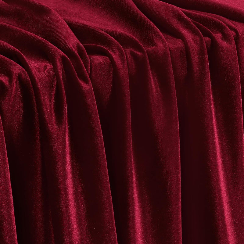KKJIAF Burgundy Stretch Velvet Fabric 60 Inch Wide, 1 Yard Soft Stretchy Fabric for Sewing Clothes, Apparel, Costume, Crafts - 90% Polyester 10% Spandex - Image 1