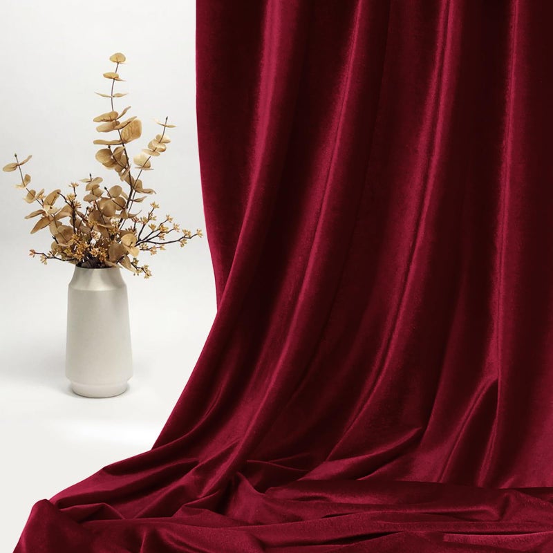KKJIAF Burgundy Stretch Velvet Fabric 60 Inch Wide, 1 Yard Soft Stretchy Fabric for Sewing Clothes, Apparel, Costume, Crafts - 90% Polyester 10% Spandex - Image 4