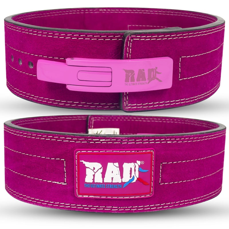 RAD Lever Weight Lifting Gym Belt for Men & Women, Size 63 TO107 CM, Thick 10MM & Width 4 Inch, Leather, Black - Image 1