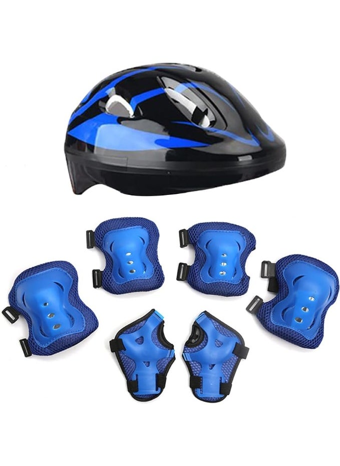 KCDMBUE Kids Protective Gear Set 7 Pcs, Adjustable Helmet with Knee Elbow Wrist Pads for Scooter, Skateboard, Bike, Roller Skating, Safety Gear for Ages 5-12 (Style 1)  - Image 1