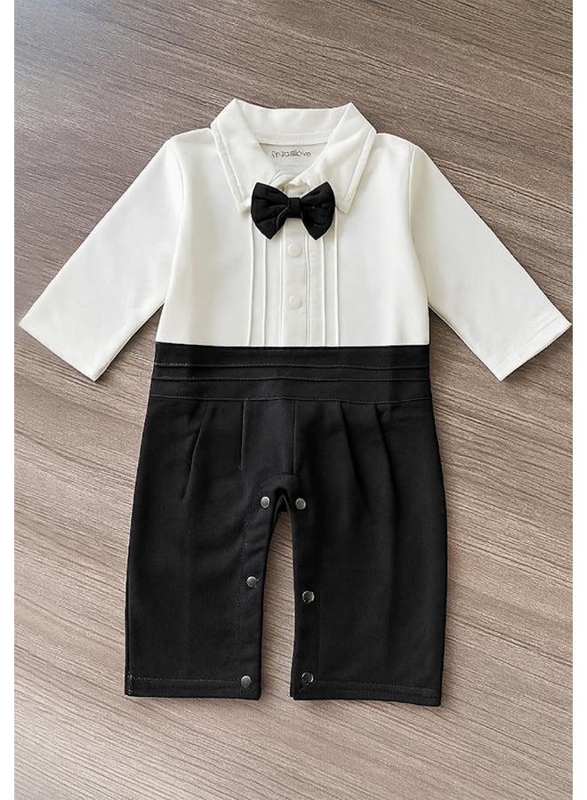 stylesilove Baby Boy Tuxedo Romper and Jacket 2-pc Formal Wear Suit, Black, 3T - Image 5