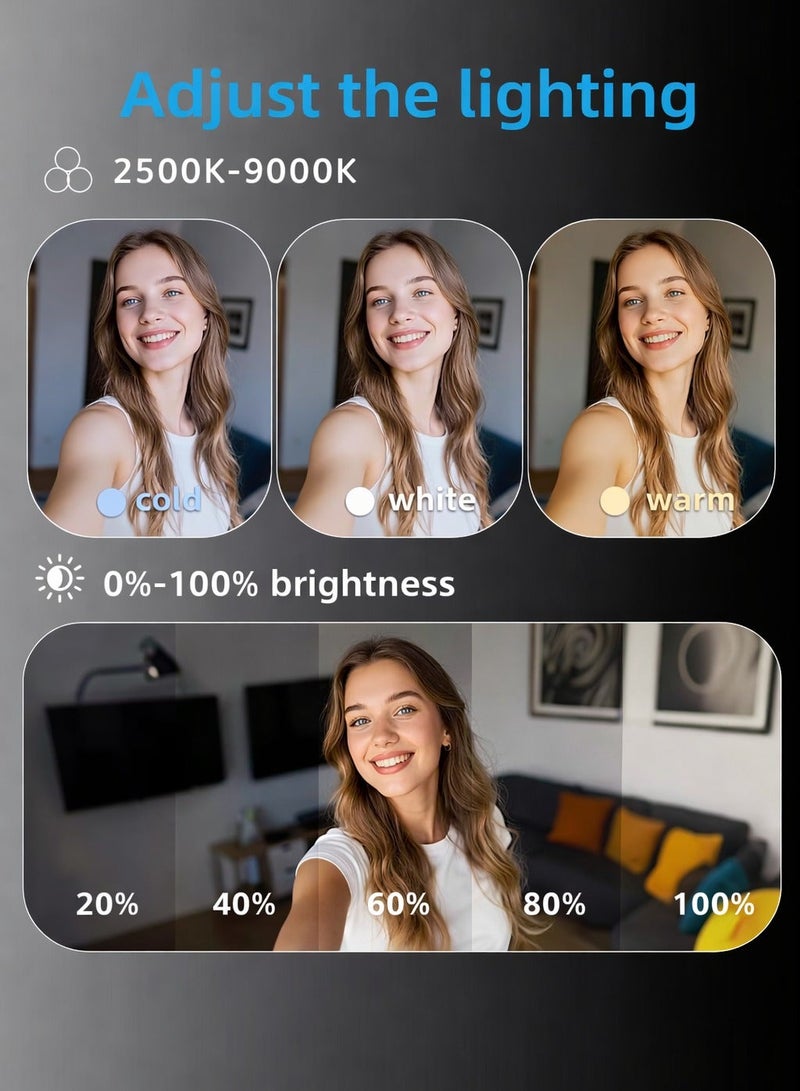 ARNOTEC Magnetic Selfie Light with Full-Screen Makeup Mirror, 700 lx/1.0 ft LED Ring Light with 5 CCT & Brightness Levels, Adjustable Angles, USB-C Rechargeable, Compatible with MagSafe & All Phones for Zoom, Makeup, Photography, Video Calls - Image 4