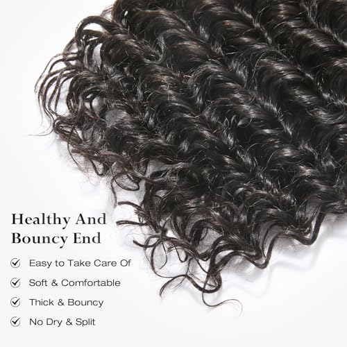 ASHINE Human Hair Bundles Deep Wave Unprocessed Cambodian Raw Hair 16 18 20 Inch, Flip Over Quick Weave Wet and Wave Bundles for Women Natural Black - Image 5