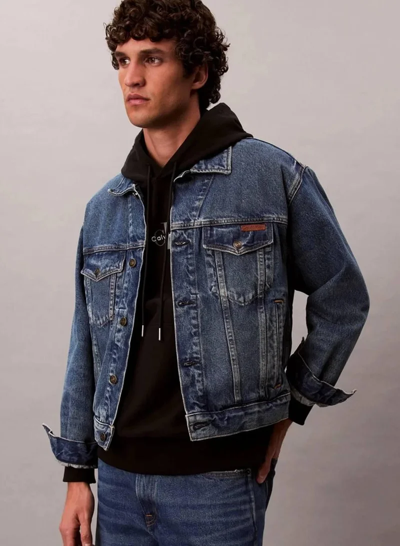 Calvin Klein Jeans Black Premium Fleece Monogram Logo Hoodie for Men | Best Price UAE