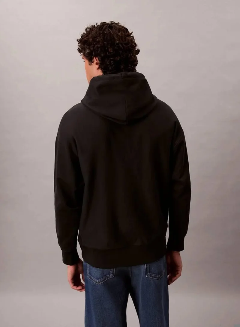 Calvin Klein Jeans Black Premium Fleece Monogram Logo Hoodie for Men | Best Price UAE