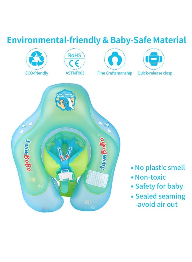 UPF50+ Baby Swimming Float with Sun Canopy | Anti-Flip Inflatable Pool Float for 3-36 Months | Quick-Inflate Pump, Dinosaur Design & Safety Waist Ring (PVC Material)" - Image 5