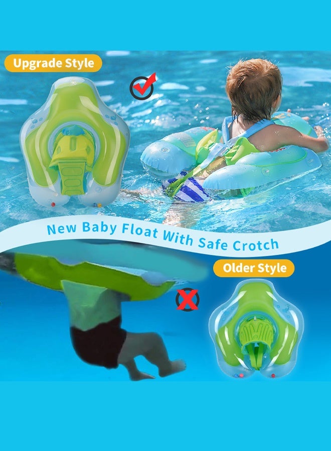 UPF50+ Baby Swimming Float with Sun Canopy | Anti-Flip Inflatable Pool Float for 3-36 Months | Quick-Inflate Pump, Dinosaur Design & Safety Waist Ring (PVC Material)" - Image 2