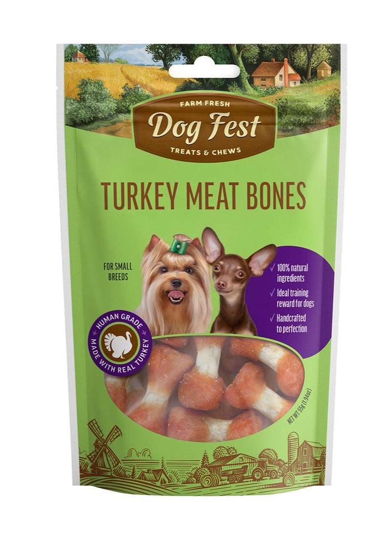 Dog Fest Turkey Meat Bones Treats For Small Breeds 55G  - Image 1