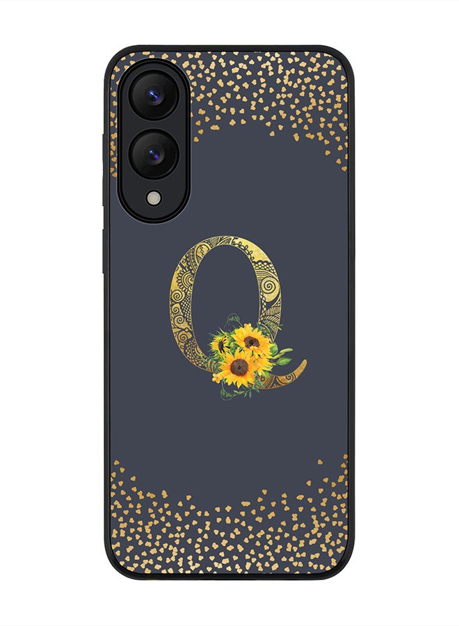 Stylizedd For Samsung Galaxy S25 Edge Case,Slim fit Camera Protection, Shockproof Thin Phone cover  - Custom Floral Monogram - Q  (Grey )