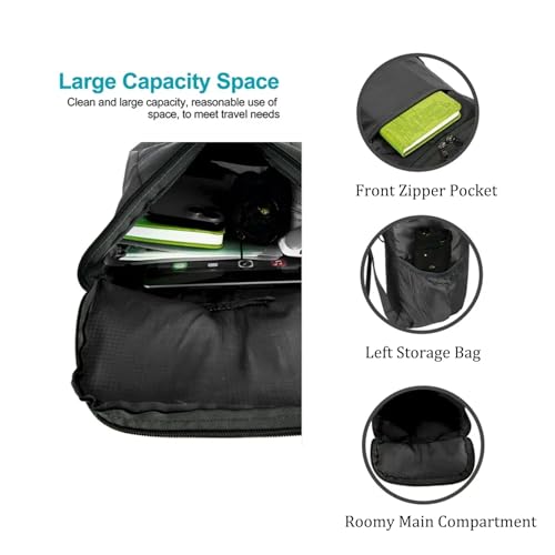 SIPYTOPF Foldable Backpack,20L Lightweight water resistant Travel Hiking Backpack for Outdoor Sports Camping Daypack Bag (Black) - Image 3