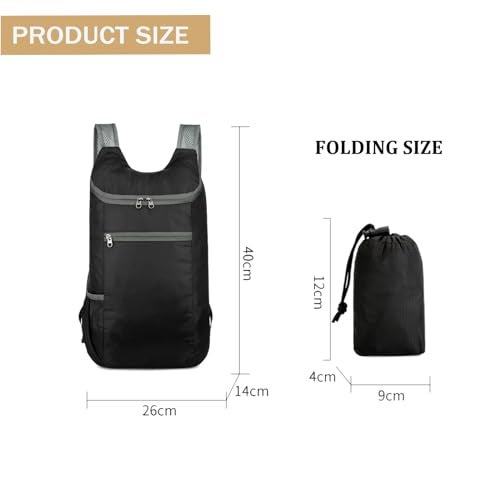 SIPYTOPF Foldable Backpack,20L Lightweight water resistant Travel Hiking Backpack for Outdoor Sports Camping Daypack Bag (Black) - Image 4