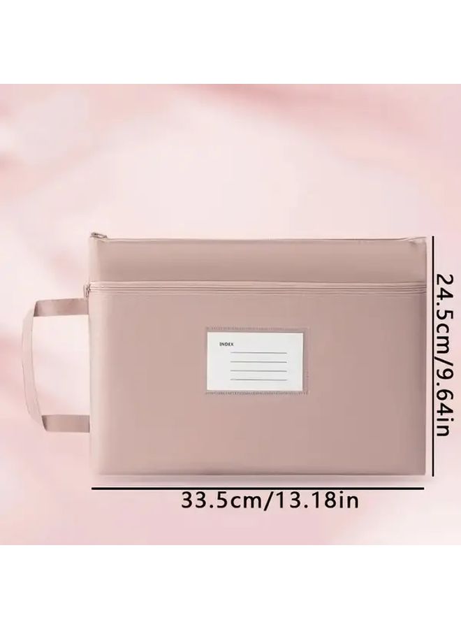 A4 Large Capacity Document Folder Morbid Oxford Cloth Bag Double Layer Zipper Handheld File Organizer Gray For Office Supplies - Image 2