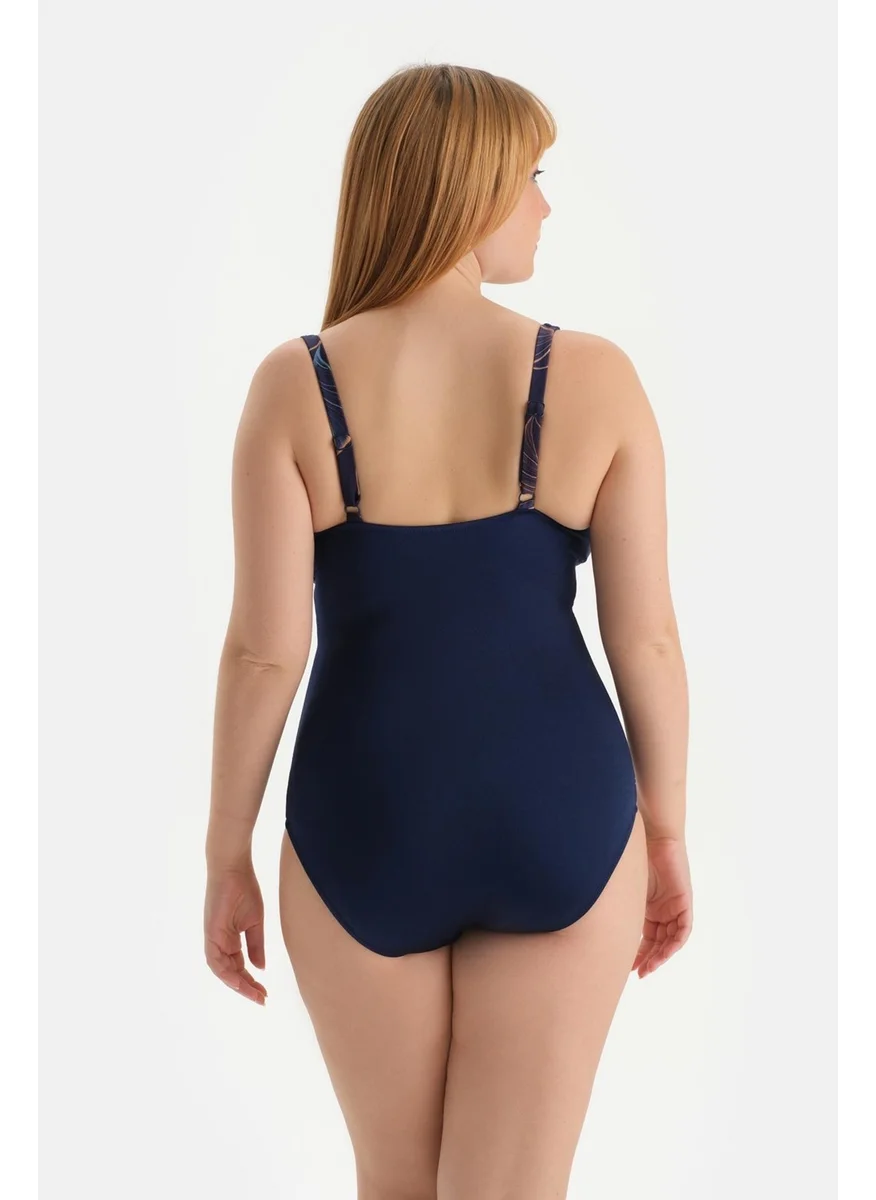 داجي Navy Blue Corset Contouring Swimsuit