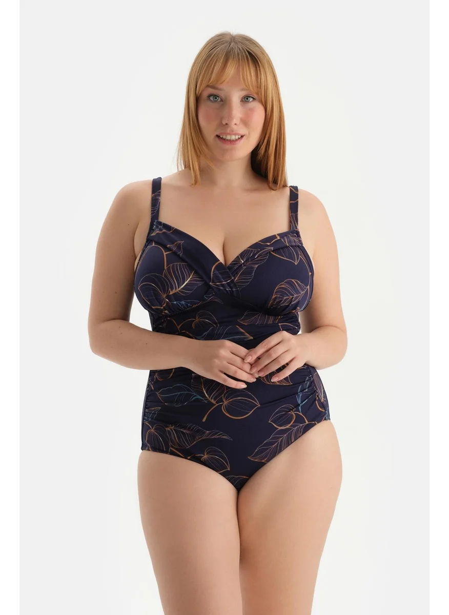 داجي Navy Blue Corset Contouring Swimsuit