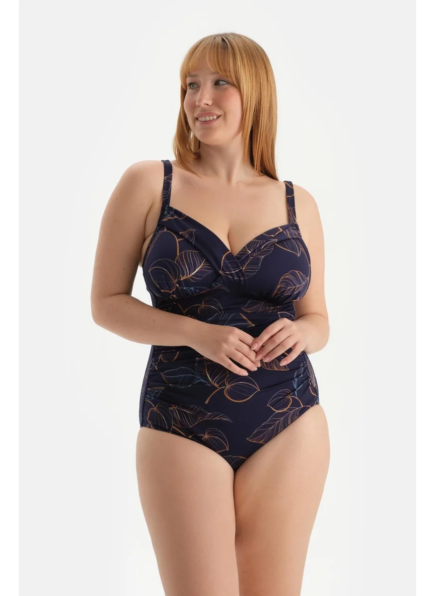 داجي Navy Blue Corset Contouring Swimsuit