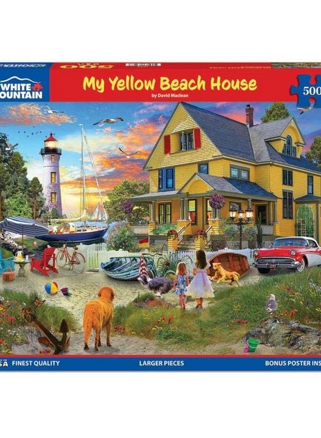 WHITE MOUNTAIN Puzzles My Yellow Beach House 500 Piece Jigsaw Puzzle - Image 1