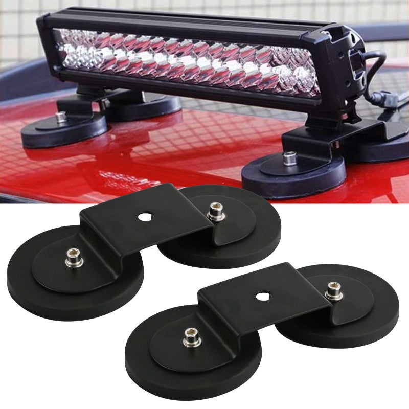 PACEWALKER Magnetic Light Bar Mount 2PCS Universal Work Light Mounting Brackets Strong Sucker Holder WRubber Boot for OffRoad Driving Lamp Emergency Light Roof Light Bar SUV