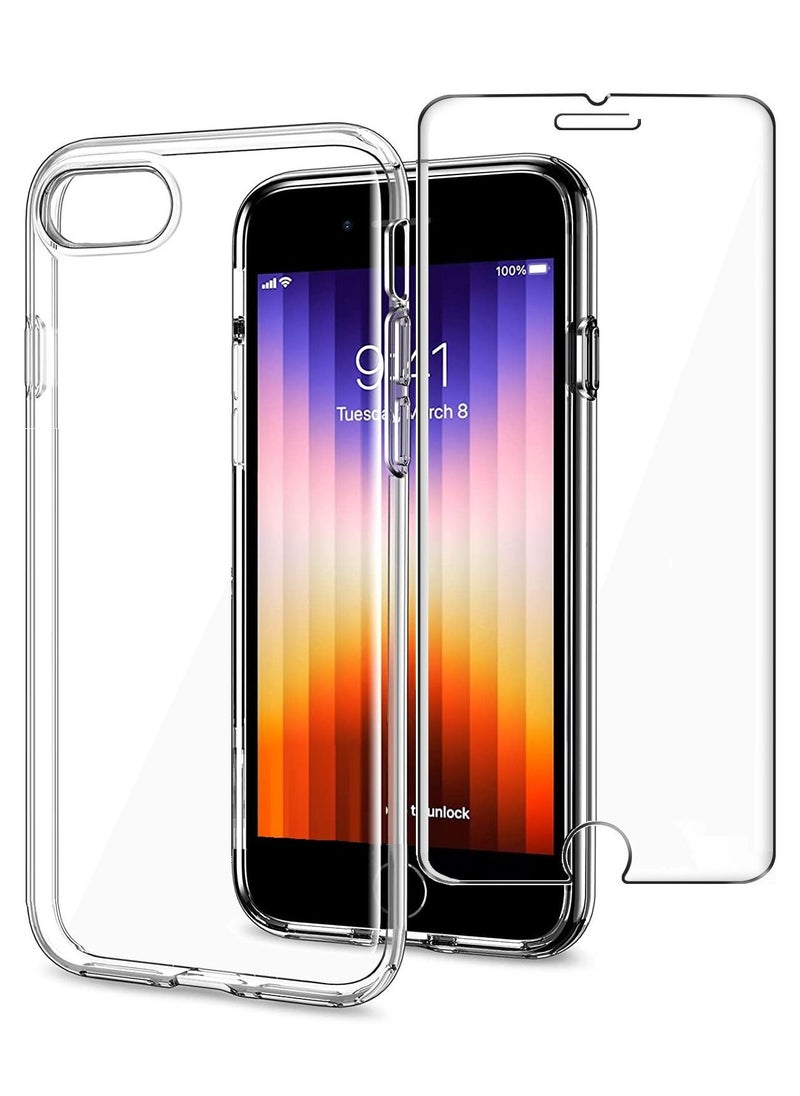 CATANES 2Pack for iPhone SE 2022/2020 Clear Case and Screen Protector 360 Degree Front and Back Protection Shockproof Soft TPU with Anti-Scratch Tempered Glass Compatible with iPhone SE/ iPhone 7/8 (4.7inch)  - Image 1