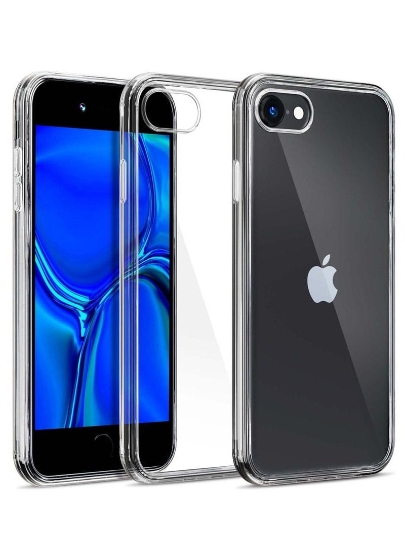 2 قطعة من جراب شفاف وواقي شاشة لهاتف iPhone SE 2022/2020، حماية أمامية وخلفية 360 درجة، مقاوم للصدمات، مصنوع من مادة TPU الناعمة مع زجاج مقوى مضاد للخدش، متوافق مع iPhone SE/ iPhone 7/8 (4.7 بوصة)
