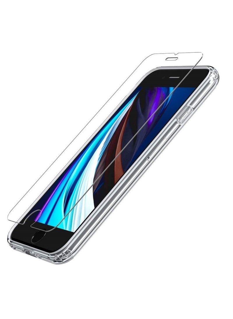 2 قطعة من جراب شفاف وواقي شاشة لهاتف iPhone SE 2022/2020، حماية أمامية وخلفية 360 درجة، مقاوم للصدمات، مصنوع من مادة TPU الناعمة مع زجاج مقوى مضاد للخدش، متوافق مع iPhone SE/ iPhone 7/8 (4.7 بوصة)