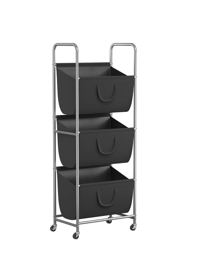 ELYKEN 120L Vertical Rolling Laundry Hamper with Removable Bags, 3 Section Laundry Baskets with Wheels, Space-Saving 3 Tier Laundry Sorter for Small Spaces, Dorm, Bedroom, Bathroom, Laundry Room - Image 1