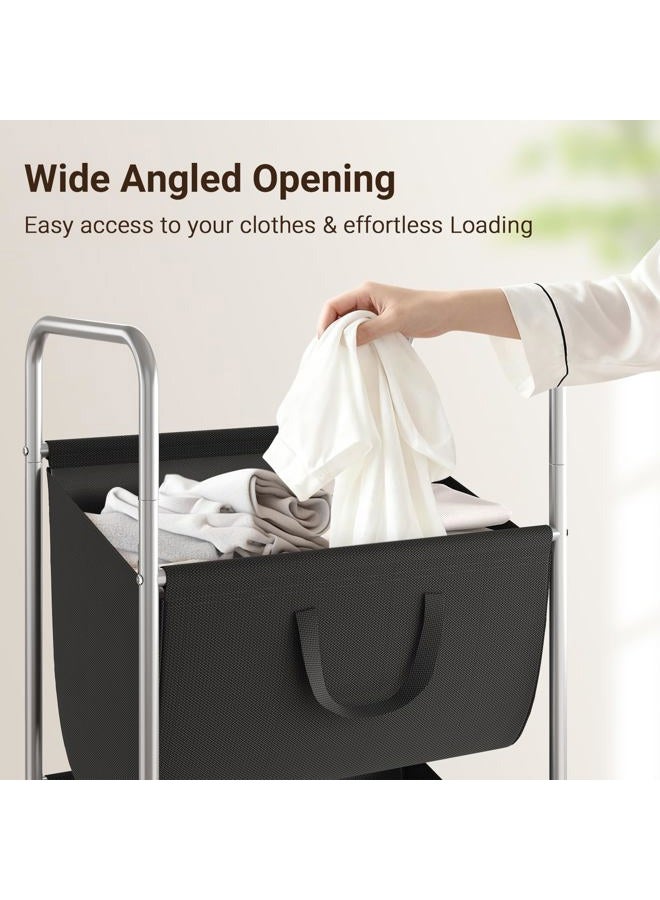 ELYKEN 120L Vertical Rolling Laundry Hamper with Removable Bags, 3 Section Laundry Baskets with Wheels, Space-Saving 3 Tier Laundry Sorter for Small Spaces, Dorm, Bedroom, Bathroom, Laundry Room - Image 5