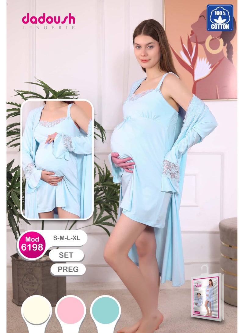 Dadoush Casual Nightgown for Pregnant Women - Nightgown and Robe Set for Pregnant Women by Daadoush - Image 2