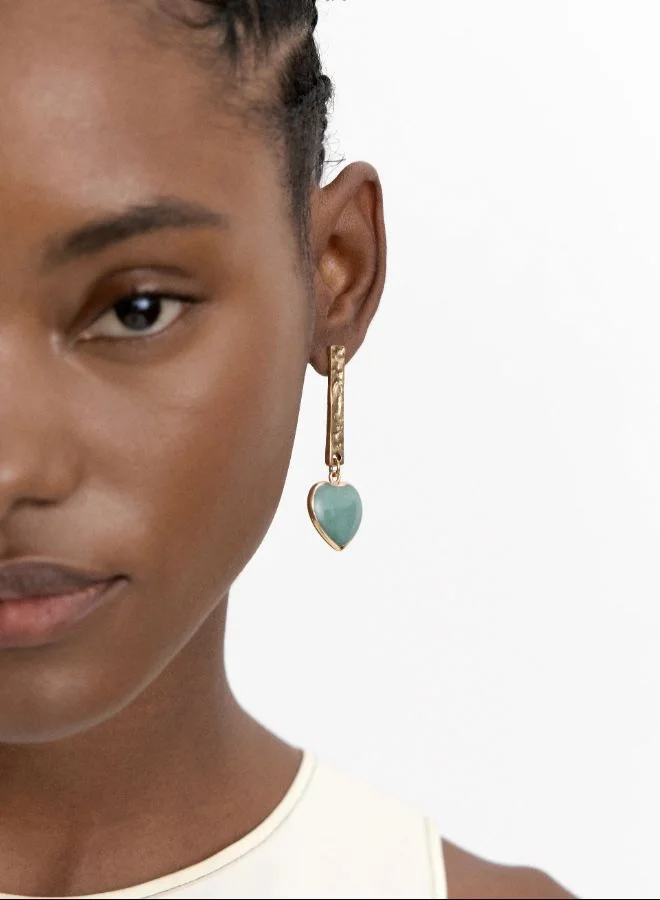 PARFOIS Bar earrings with stone hearts