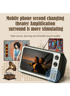 Retro TV Phone Screen Magnifier HD Video Amplifier Desktop Decor Grey