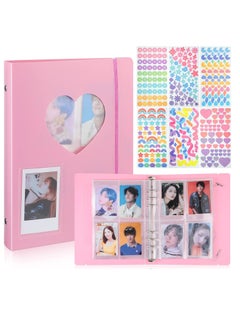 Mmmon Kpop Photocard Binder Kpop Photocard Holder Book Sleeves,A5 Binder Photocard Album 6 Ring Photocard Binder Card Protectors Pages Protectors 200 Cards(Pink)  - Image 1
