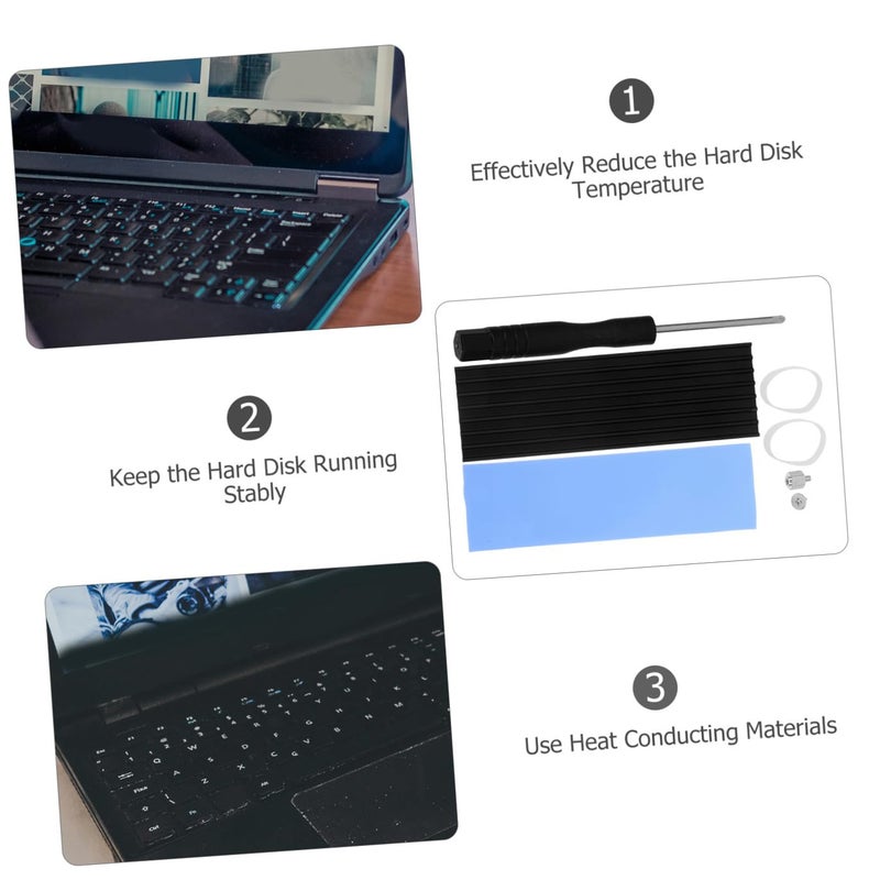 3 Set SSD Heatsink Kit with Thermal Pads for Solid State Drives Sleek Black Design Enhanced Cooling - Image 4