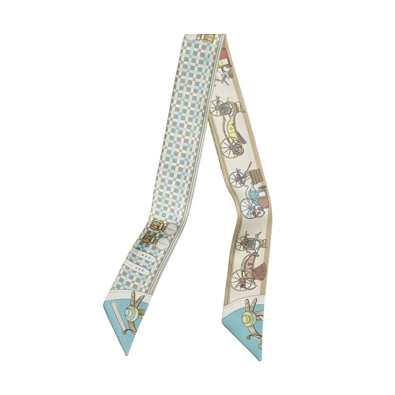 COtheSumay Mulberry Silk Scarf for Handbags & Purses, 2''x35'' Hair Ribbon Skinny Neck Scarves for Wome (Carriage Light Green - Image 1